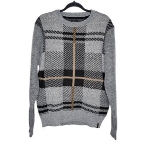 Buffalo David Bitton Welwine Men's Sweater in Grey Plaid Fleece Lining Size M